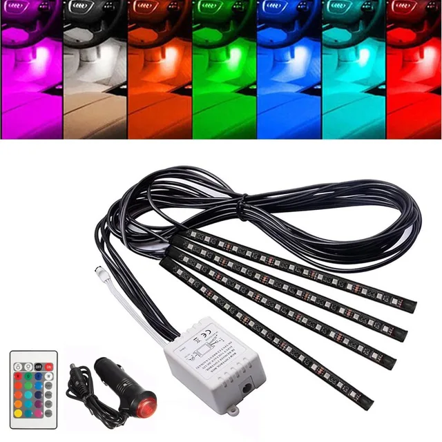 Auto RGB LED Neon Interieur Lamp Strip Afstandsbediening Decor Sfeer