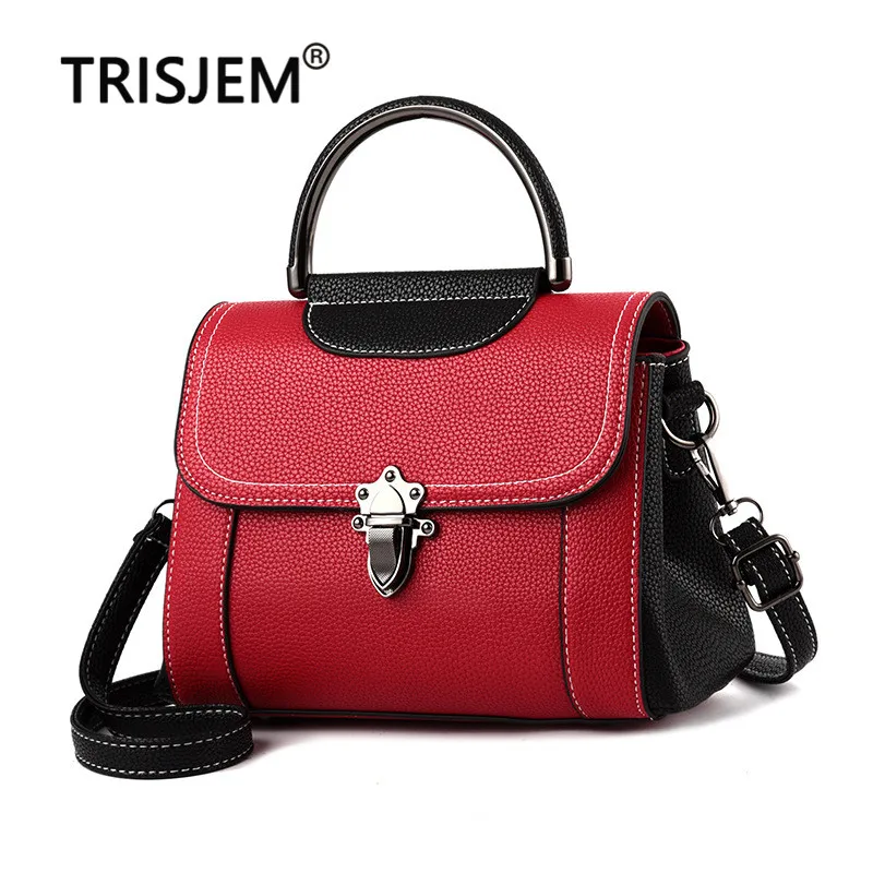 

2019 New Arrival Women's Crossbody Bag Retro Pu lock Leather Handbag Ladies Handbags Fashion Small Bag Shoulder Bags Red Green