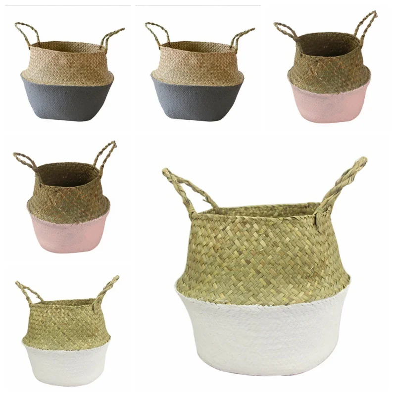 

Rattan Seaweed Willow Folding Hanging Basket Planter Knitting Dirty Laundry Basket Storage Basket Home Storage Decoration