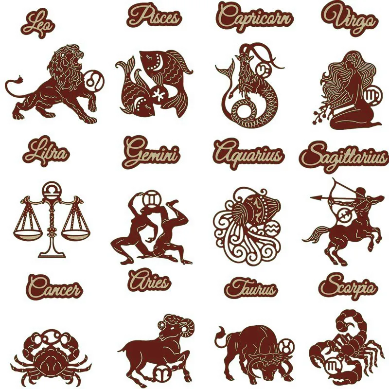 

Twelve Constellations Virgo Leo Libra Metal Cutting Dies Stencils For DIY Scrapbooking Decoration Embossing Card Craft Die Cut