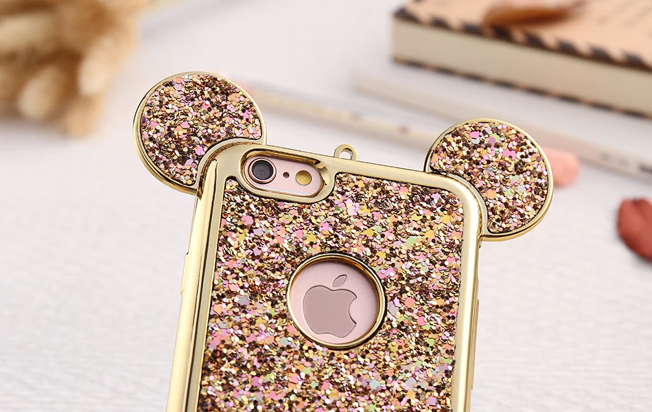 Marchcover для iPhone XS MAX XR X 8 7 6S 6 Plus Minnie Mickey Ear хромированный блестящий чехол силиконовый