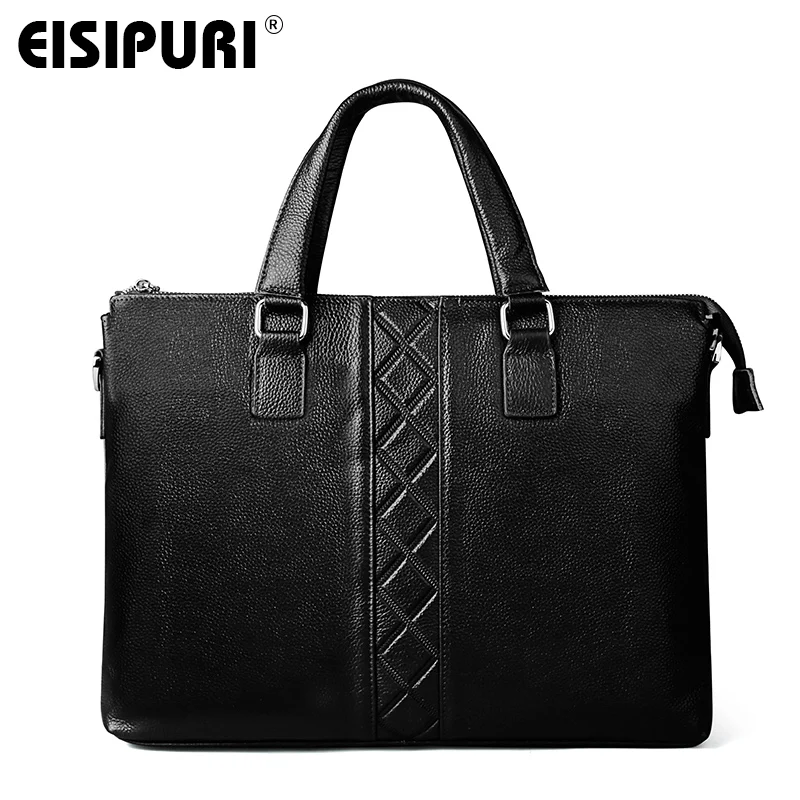 

EISIPURI Brand 100% Genuine Leather Handbag Men Cowhide Leather Bag Business Style Briefcase Shoulder Bags Male Crossbody
