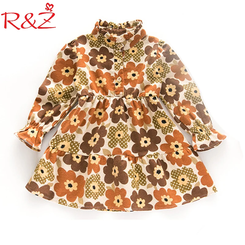 

R&Z Baby Girls Dresses 2018 New Spring Cotton Flower Printing Longsleeve New Year Costumes for Girls Children's Clothing k1