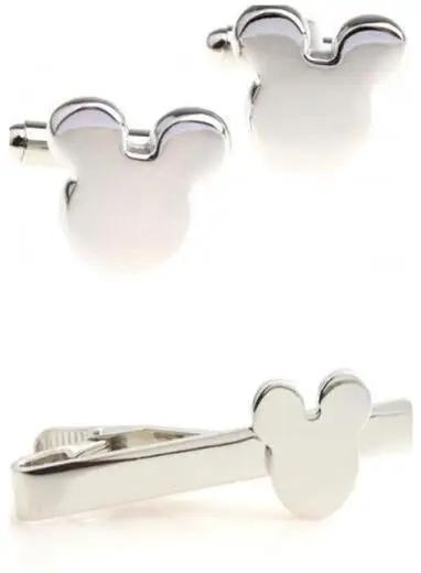 

Tie Clip Cufflinks Set Mickey Design Tie Clip+Cuff Links Set Pins Button Set Men Gift Fashion Jewelry Accessory Wholesale 10Sets