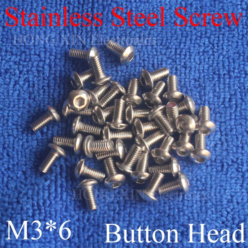 

1000pcs M3 Metric Thread 304 stainless steel Hexagon Socket Button Head Cap Screw Bolts Round Head M3*6mm screw nut