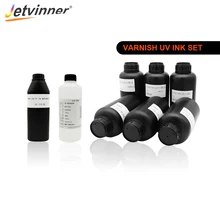 Jetvinner импортный 6000 мл светодиодный набор УФ-чернил для УФ-принтера с УФ-лаком жидкость для лака эффект для чехол для телефона, металл, стекло