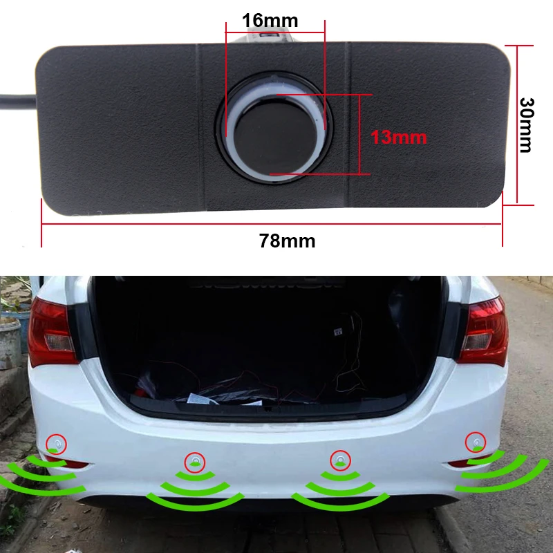 Parktronic Car Reverse Parking Sensor Flat Effect Original 13mm Sensors with Adjustable Sound Auto Parking System with Buzzer