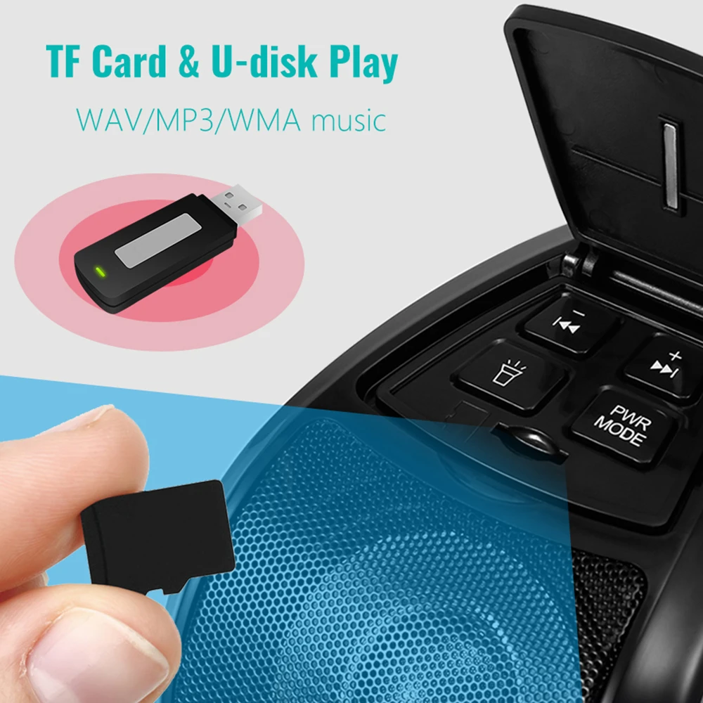 Водонепроницаемые мотоциклетные Bluetooth колонки MP3 аудиоплеер с FM радио тюнером TF