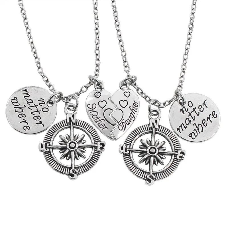 I Love You, лучшие друзья, пара, ожерелье, ювелирное изделие, головоломка, BFF, замок, Тай Чи, сердце, подвески, ожерелье s для женщин, мужчин, подарок, колье - Окраска металла: compass mother