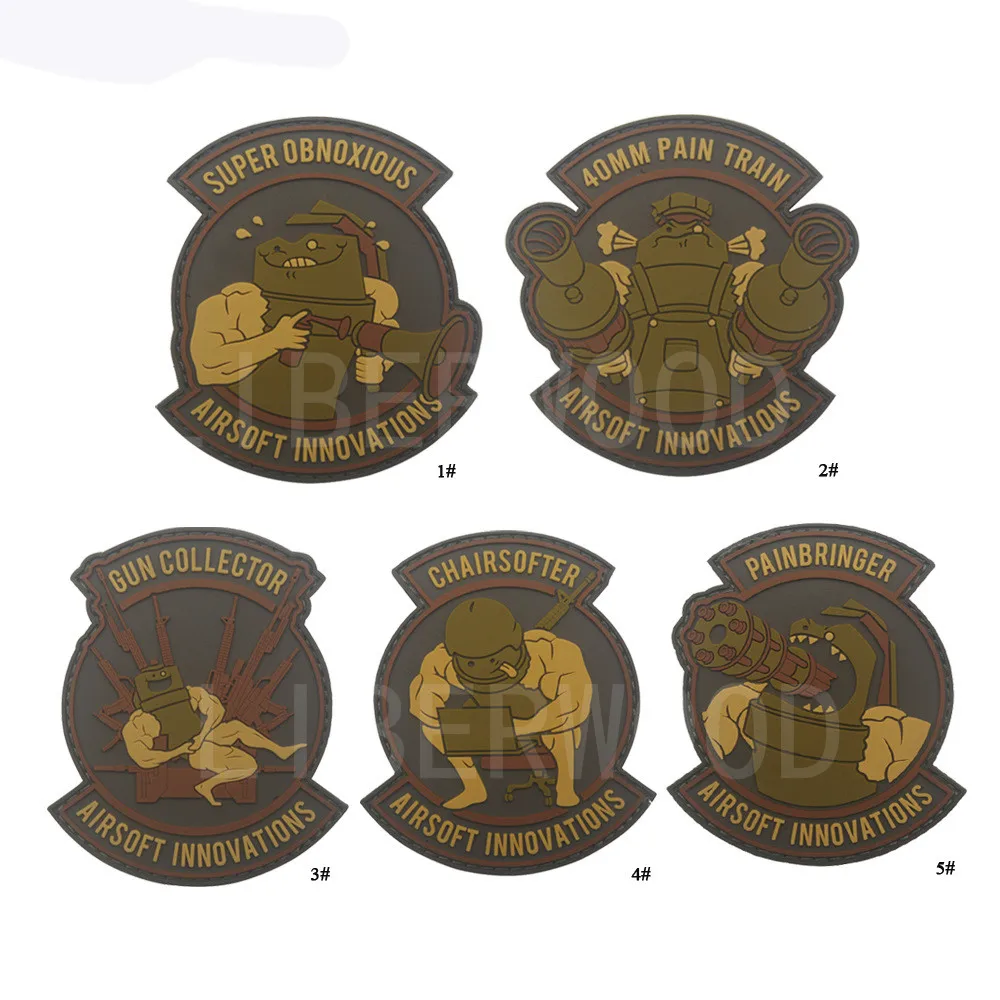 

Airsoft Innovations Military PVC Patch Rubber Badges Gun Collector Patch Tactical Stickers for Clothes Back with Hook 7*9CM