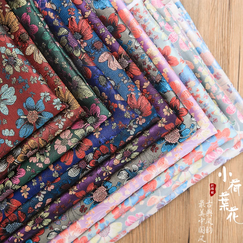 Новое поступление парча жаккард полиэстер маленький Лотос цветок ткань для фетра лоскутное шитье DIY женское платье тканевая сумка ткань DIY