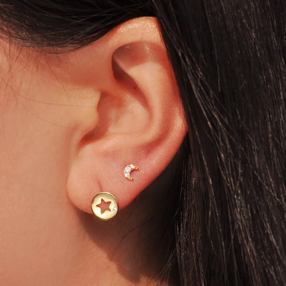 

Minimalist Stud Earring 925 Sterling Silver Earrings Star Heart Moon Jewelry Gift for Women Girl Drop Shipping