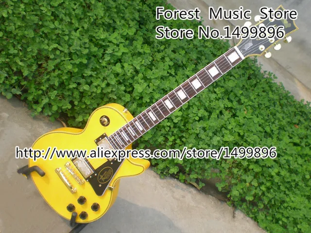 Cheap Randy Rhoads Signature Yellow LP Custom Electric Guitars China OEM Left Handed Guitar Available