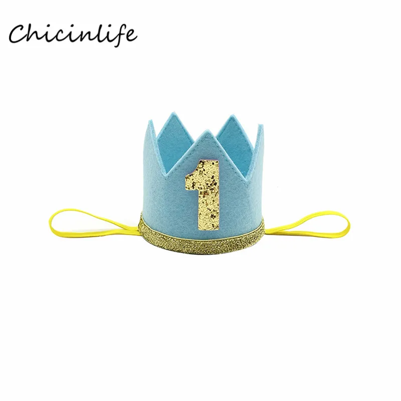 Chicinlife One 1 мальчик корона для девочек повязка на голову 1st День Рождения украшения дети один год праздничный колпак головная повязка ребенок душ Вечерние