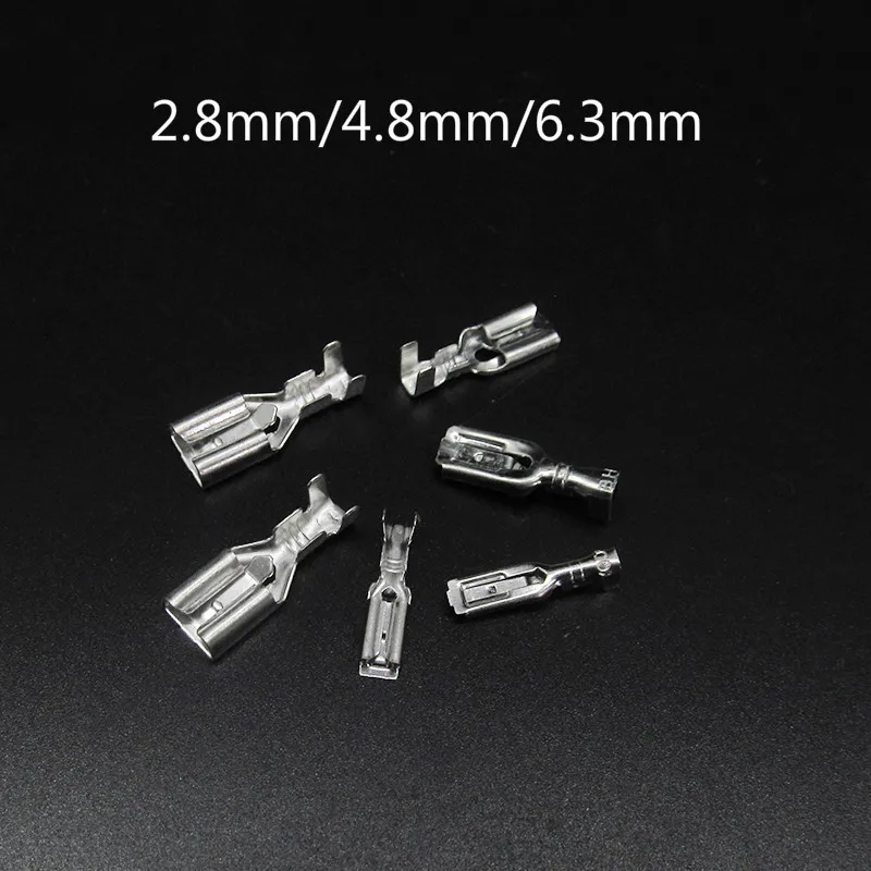 50pcs 6.3mm 4.8mm 2.8mm Crimp Terminal With Lock Female Spade Connector