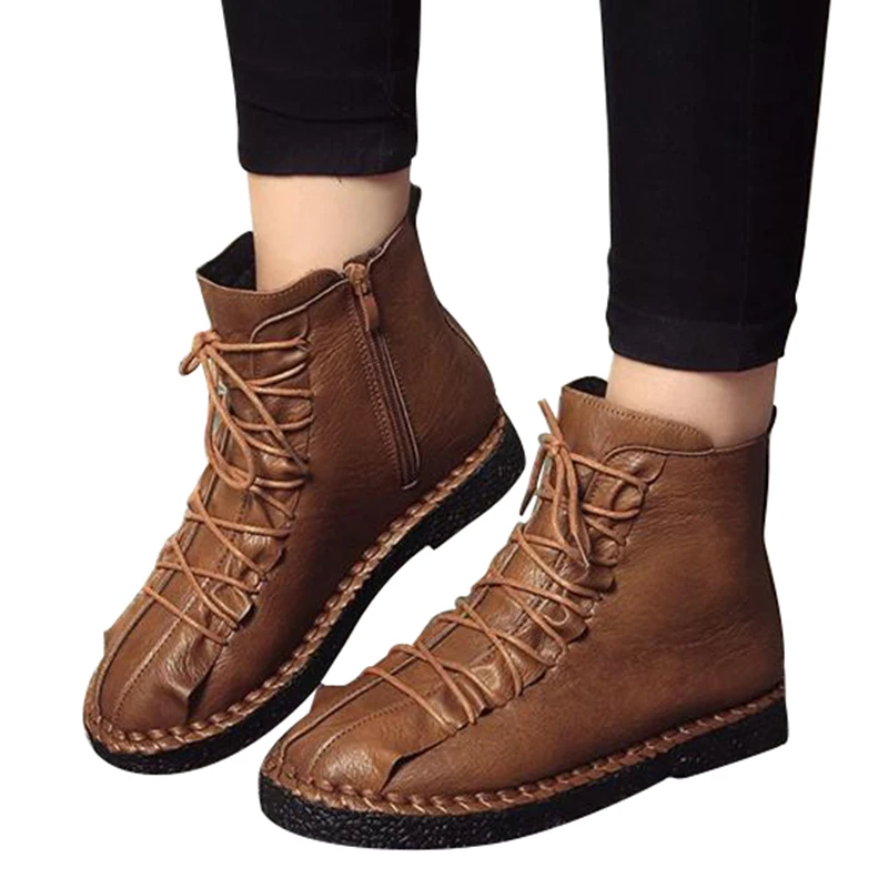 Tangnest New Winter Fashion Ankle Boots Women Platform Slip on Lace up ...