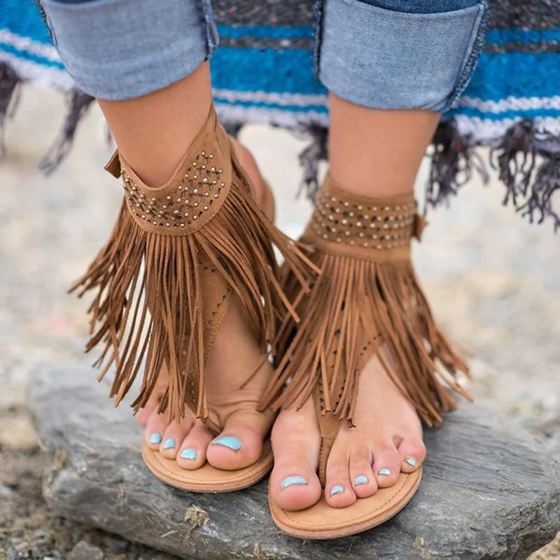 

New Arrive Personality Women Bohemian Sandals Flat Sandals Tassels Casual Summer Shoes