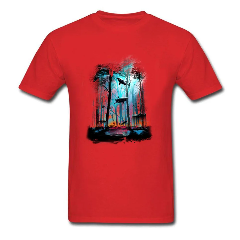 Shark Forest Men Brand Crazy Tops Tees Round Neck ostern Day All Cotton T-Shirt Geek Short Sleeve Tee-Shirts Drop Shipping Shark Forest red