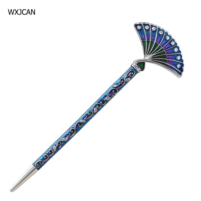 

WXJCAN Unique hair stick cloisonne process fan-shape sticks for hair Hairpins for women wedding decorations Bijoux de tete H1087