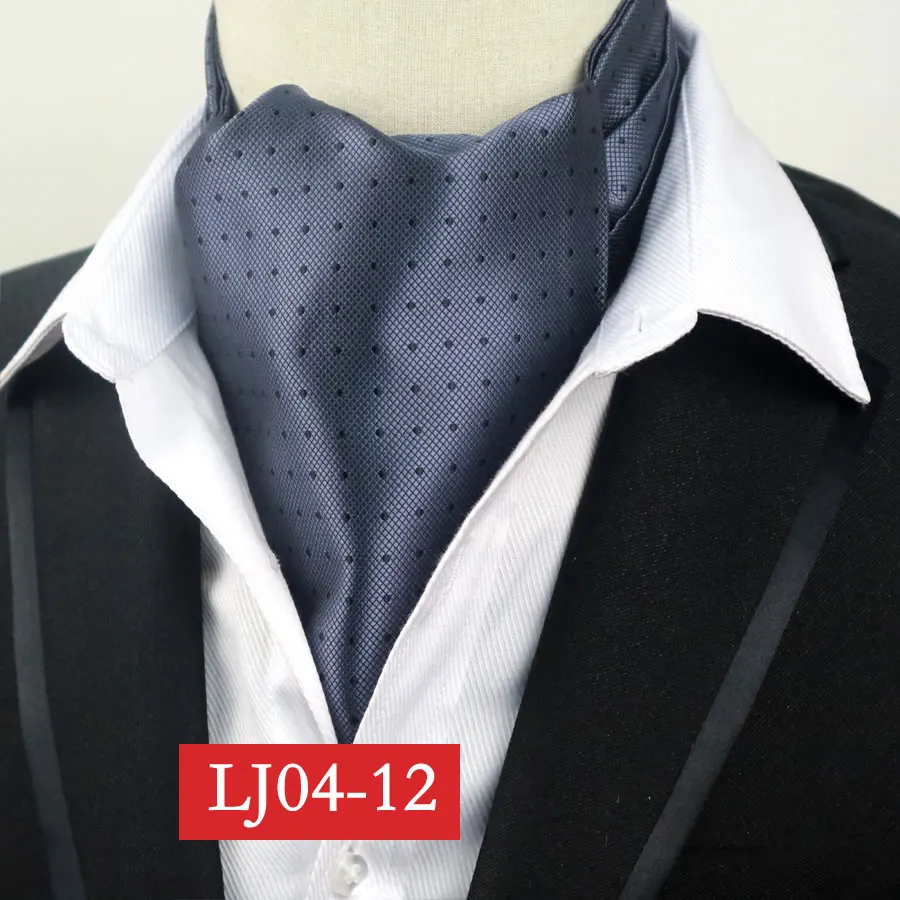 YISHLINE мужской красный фиолетовый черный в горошек модный официальный Шелковый шейный платок Аскот галстук джентльмен самозавязывающийся полиэфирный шелковый галстук - Цвет: LJ04-12