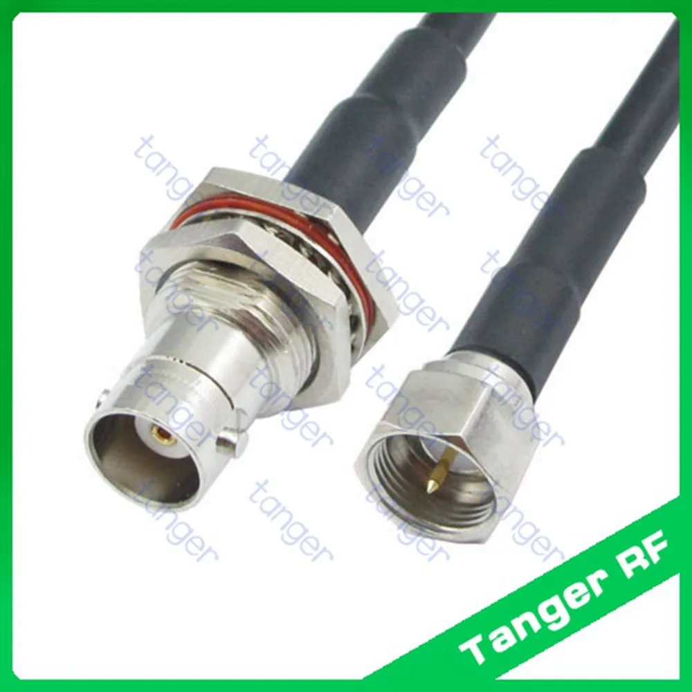 

Tanger F male plug to BNC female jack front with nut straight RF RG58 Pigtail Jumper Coaxial Cable 40inch 100cm High Quality