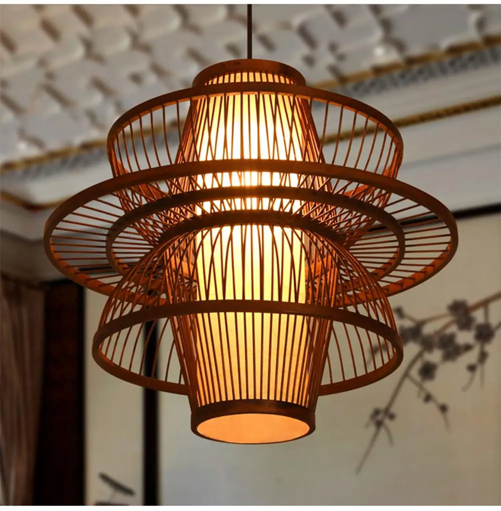 Креативные китайские люстры, освещение для ресторана, отеля, светодиодный подвесной светильник, бамбук, Юго-Восточная Азия/японские люстры, e27 разъем