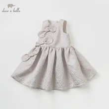 DBK10588 dave bella/летнее платье детское платье для девочек без рукавов, светильник золотого цвета эксклюзивное детское платье с бантом для дня рождения