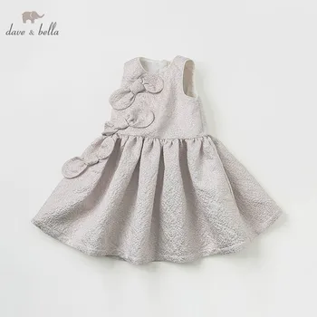

DBK10588 dave bella summer dress sleeveless light gold kids girls dress children birthday party boutique bow dress