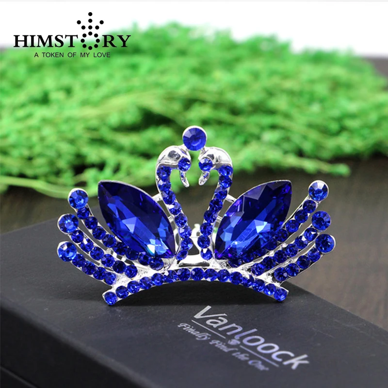 

Double Swan Hair comb Crown,Clear /Pink /Blue Rhinestone Crystal Wedding Bridal Princess Tiara Crown For Kids Bridal Bridemaid