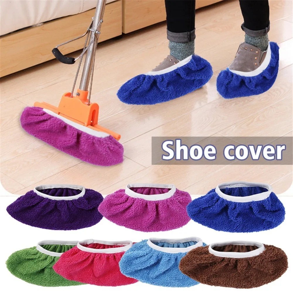 

1 Pair Multi-functional Micro Fiber Slipper Shoe Covers Absorbent Anti-Skid Clean Slippers Lazy Drag Shoe Mop Caps
