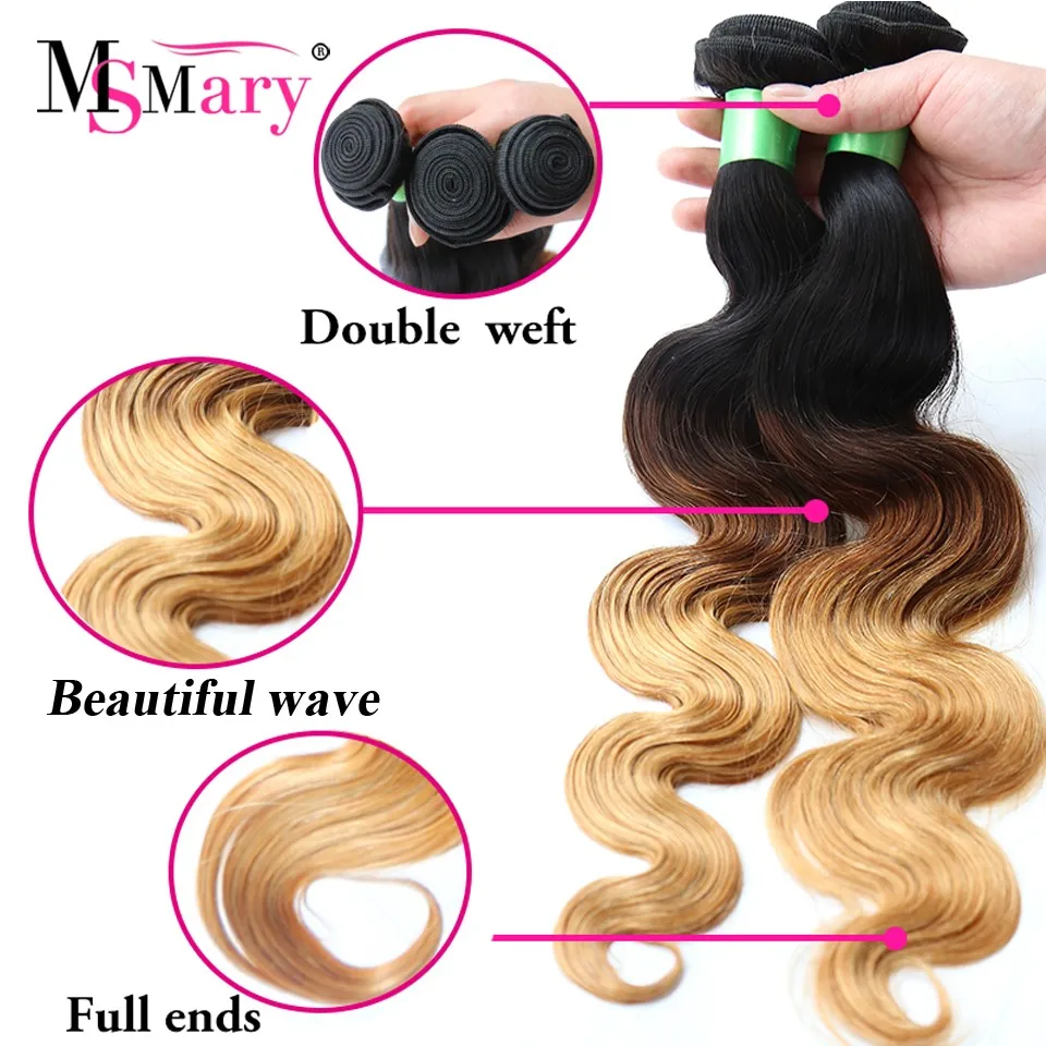 Ombre Peruvian Virgin Hair Body Wave 3Pcs Blonde Ombre Human Hair Weave Bundles Soft 7A Ombre Hair Extensions Black Friday Deals (5)