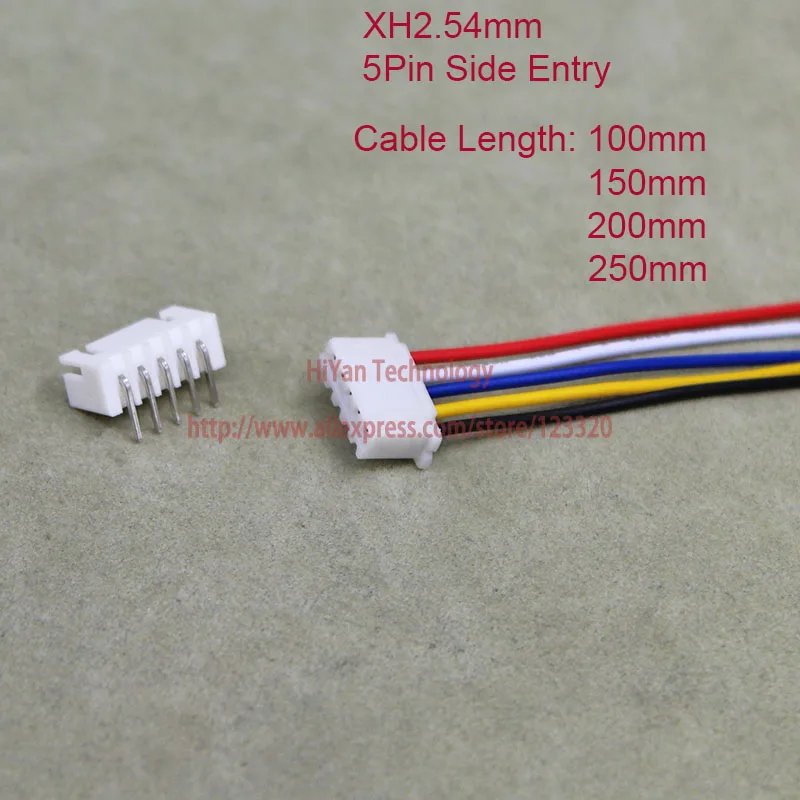

25sets XH2.54 JST 2.54mm Pitch Side Entry 5Pin Connector 100mm To 250mm with 1007 26AWG Electronic Wire Cable 5P Pin Header