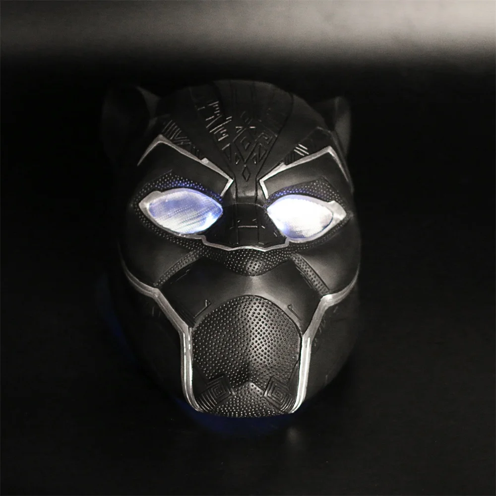2018 New Black Panther LED Helmet Cosplay T'Challa Mask Halloween Party Helmet  (9)