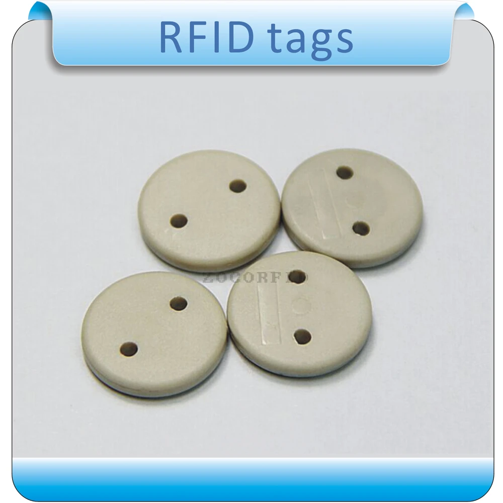 Бесплатная доставка 125 шт. кГц два отверстия T5557 RFID метки для стирки одежды рулон