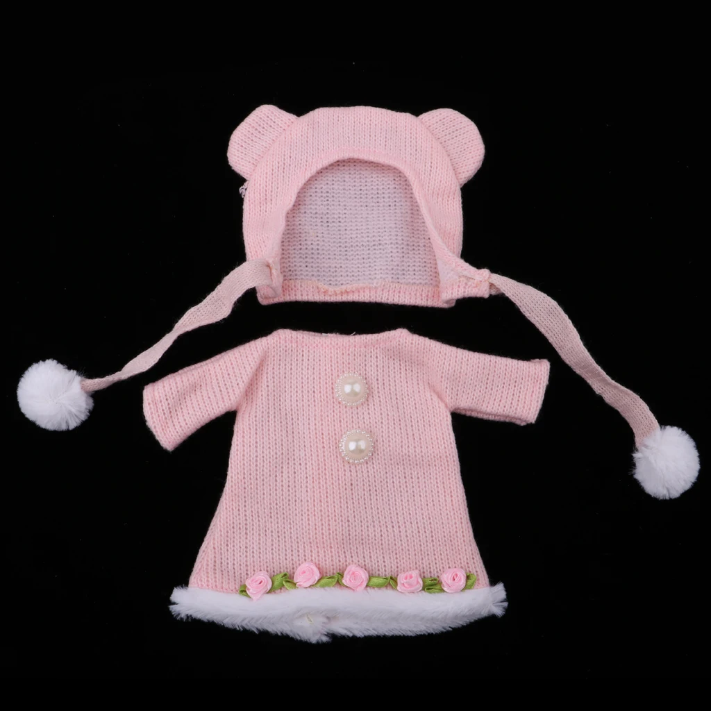 Doll Clothes Accessories Knit Skirt with Hat Outfit for 25cm MellChan Doll Dress up Pink Clothes Accessories
