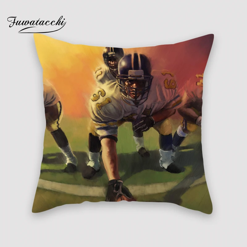 

Fuwatacchi 100% Polyster NFL Printed Cushion Cover Quarterback Sack Throw Sofa Decorative Pillowcase Car Sofa Pillow Cover