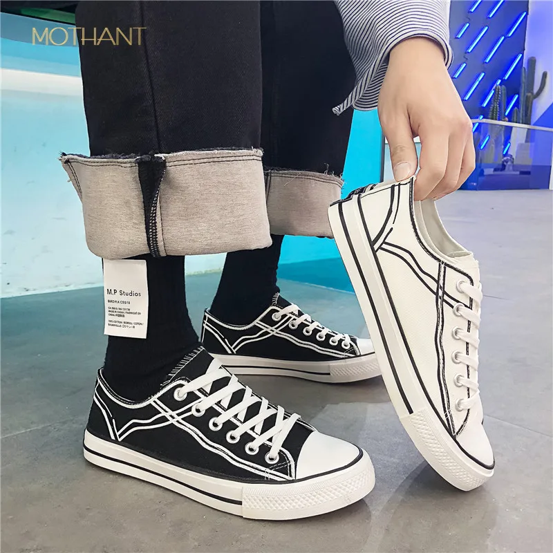 

Spring new men's canvas shoes breathable men's shoes Hong Kong tide student fashion casual shoessneakers