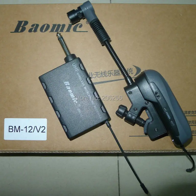 

New Baomic BM12 V2 Saxe Audio Professional UHF Wireless Instrument System Microphone Saxophone With Lithium battery charging