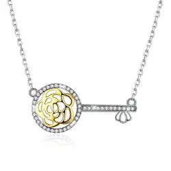 Классический женский ключ кулон ожерелье 925 пробы Серебряные Кристаллы из Австрии кулон ожерелье s Изысканная дамвечерние Вечеринка