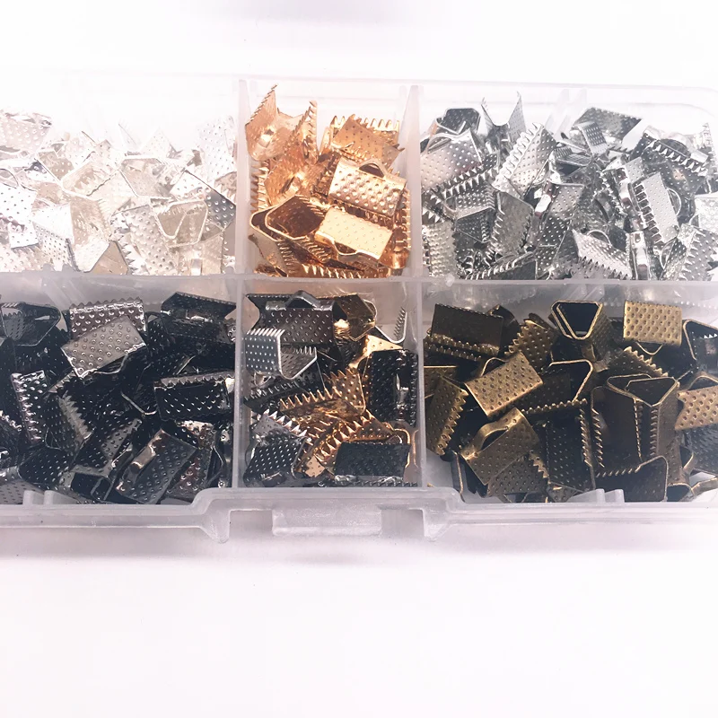 

Wholesale 6/8/10/13mm Metal Crimp End Fold Over Clasps Cord End Clips DIY Jewelry Making
