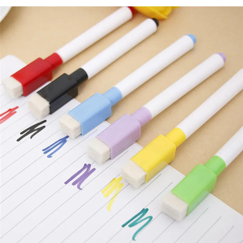 6 шт./лот, цветные чернила, маркерная ручка, набор с ластиком, маркерная ручка для детей, канцелярские принадлежности, Подарочная стираемая маркерная ручка