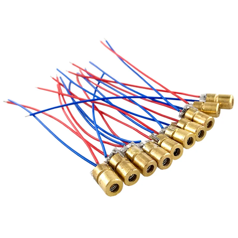 MCIGICM лазерный диод 10 шт. 650 нм 6 мм 5 в 5 мВт Регулируемый точечный модуль лазерного диода красная Медная головка 3 в