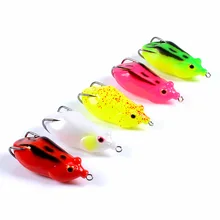 Fishing frog soft lure 6.5cm/13.2g Black fish Artificial bait plastic lures Triple hook softbait silicone plastic fishing bait hook w tail black fluorescent green