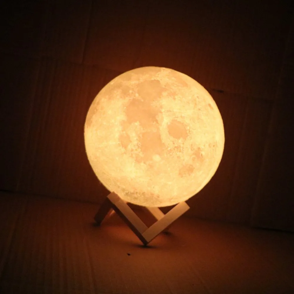  New Rechargeable LED Night Light Moon Lamp 3D Print Moonlight Bedroom Home Decor 2 Colors Touch Swi - 32971750249