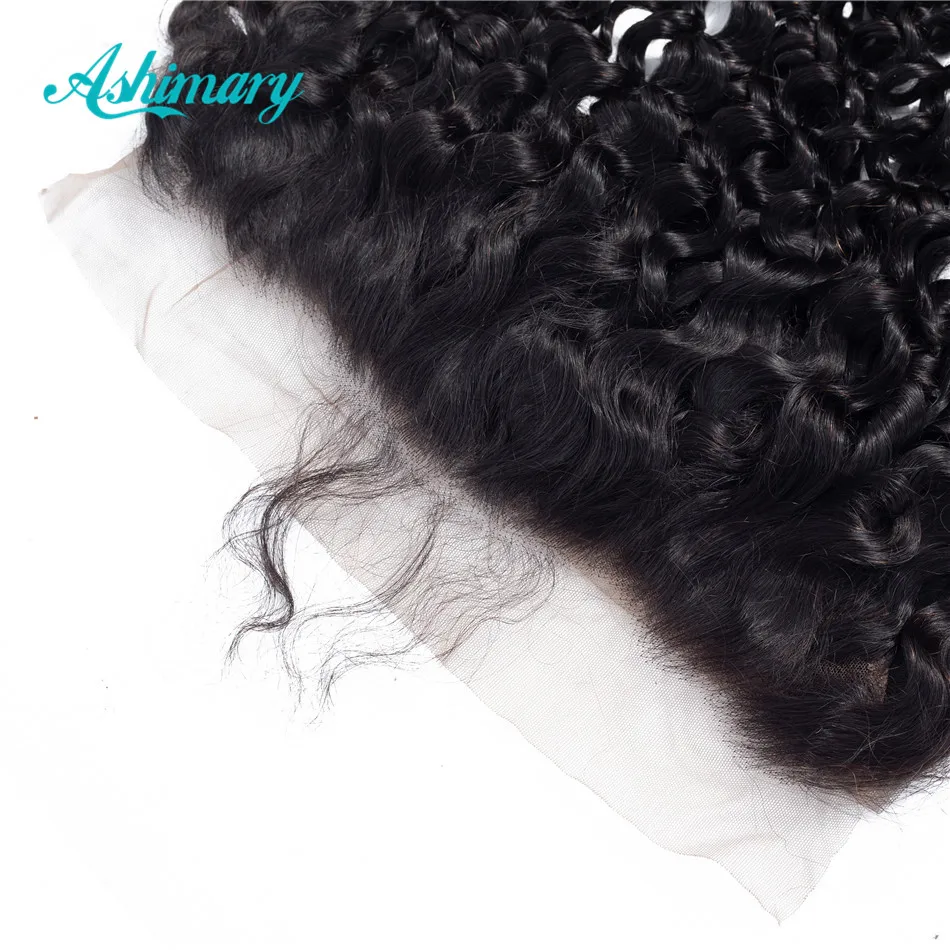 Ashimary Brazilian Hair Deep Wave Lace Frontal Pre Plucked Remy Human Hair Lace Frontal Closure with Baby Hair Ear to Ear