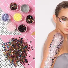 Flake Лоскутная блестящая горшки для ногтей для лица Тени для век тату фестиваль для тела Танцевальная вечеринка леверт Прямая поставка OC09