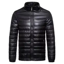 Для мужчин модные зима-осень Стенд воротник Однотонные куртки теплая верхняя одежда пальто