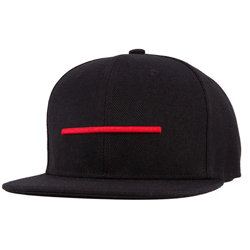 Aolamegs, Кепка в стиле хип-хоп, красная линия, вышивка, плоская кепка, s Snapback, хлопок, модная повседневная Уличная летняя Высококачественная уличная одежда - Цвет: Black