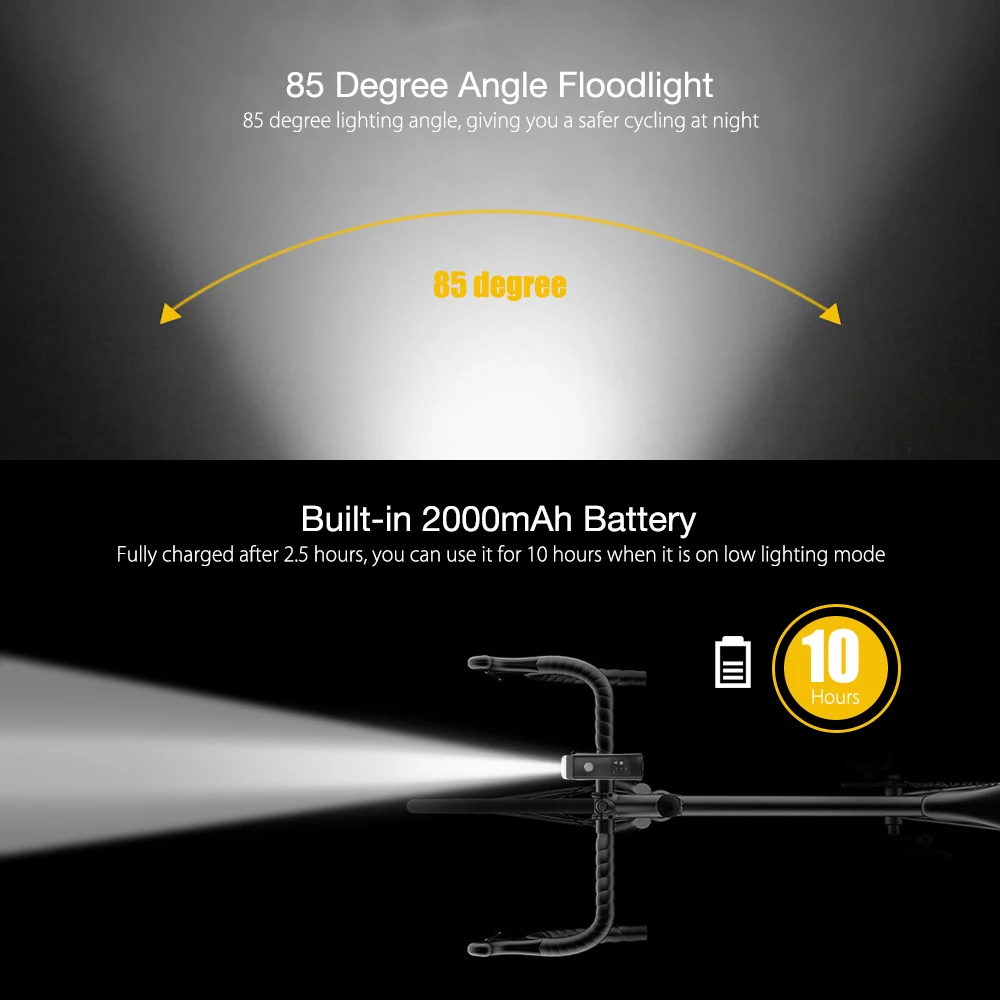 USB Rechargeable Waterproof Bike Cycling Light Bicycle Smart Induction Front Flashlight