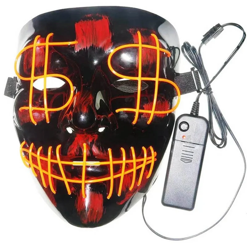 Хэллоуин ужасная Маска Косплей Костюм светящаяся маска светодиодный провод вверх маски для хеллоуина фестиваль вечерние реквизит